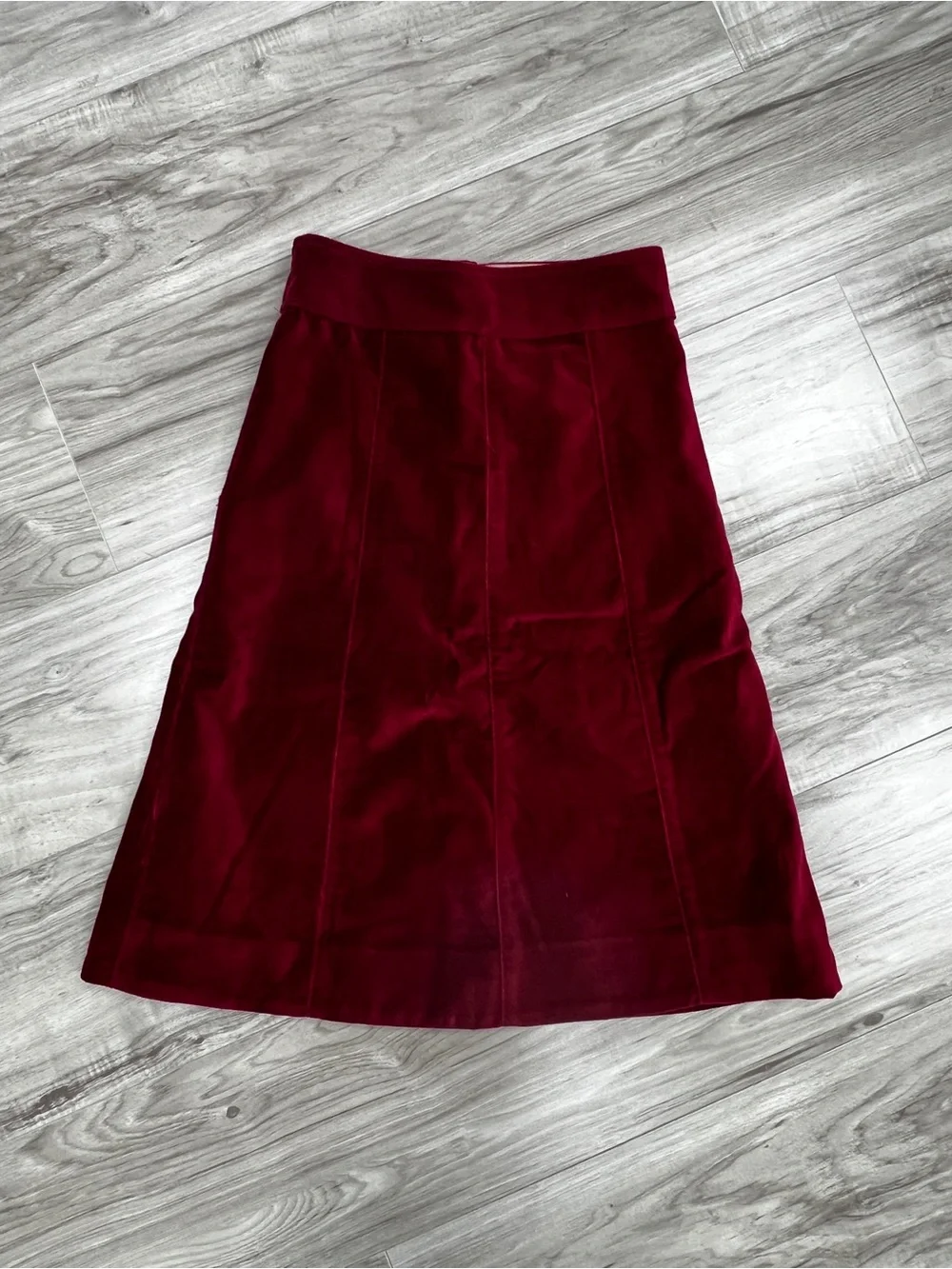 Emerson Fry Margot Button Front A line Red Velvet Skirt Size XS NWT